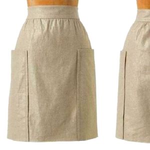 Anthropologie cartonnier casetta champagne linen skirt sz 8 *K